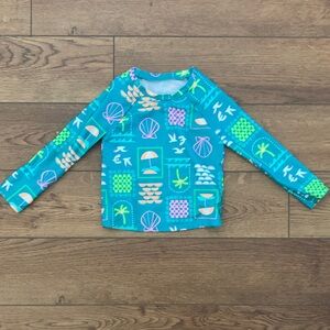 Cat & Jack 4T Kids Swim Rash Guard - Blue Tropical Print long sleeve